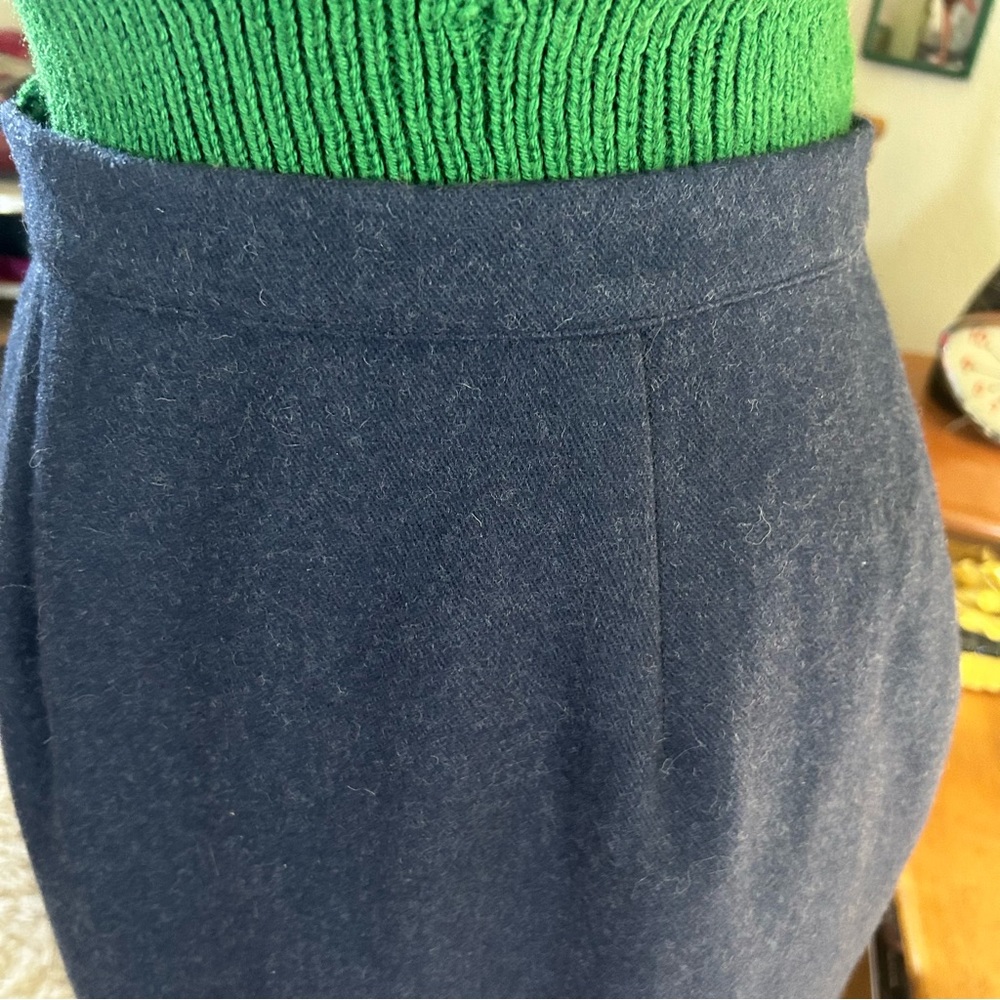 SOLD Retro Skirt 1950s Style Pencil Navy Blue Wool Vivien Of Holloway UK 16 M 50 - Picture 4 of 6